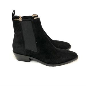 H&M Black Suede Leather Ankle Boots size 8